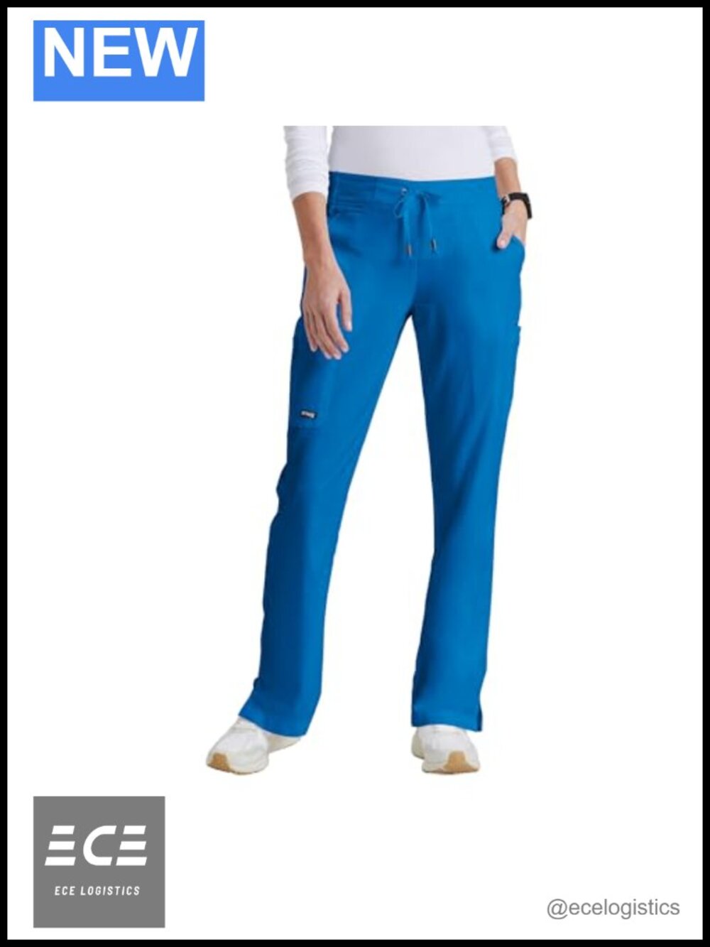 Womens Grey's Anatomy Mia Scrub Pant Low Rise Straight Leg Cargo 6 Pocket